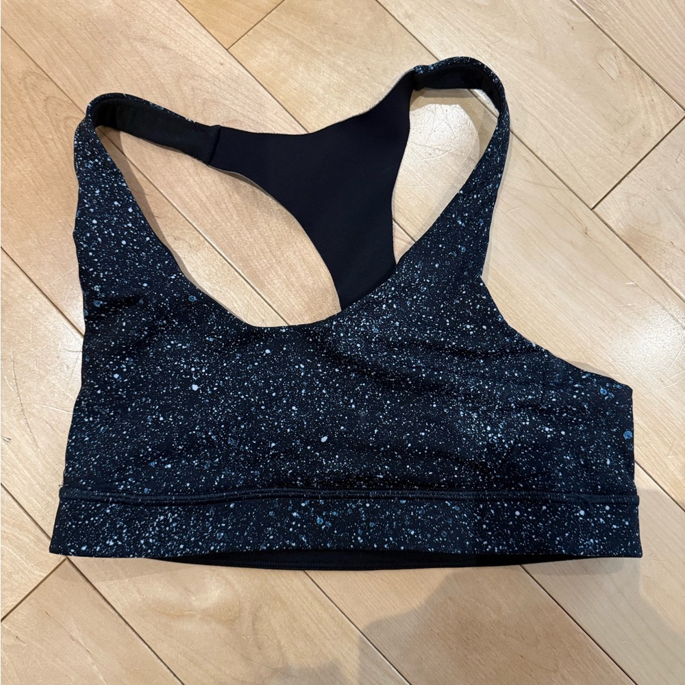 Lululemon Athletica Black and White Speckled Sports Bra